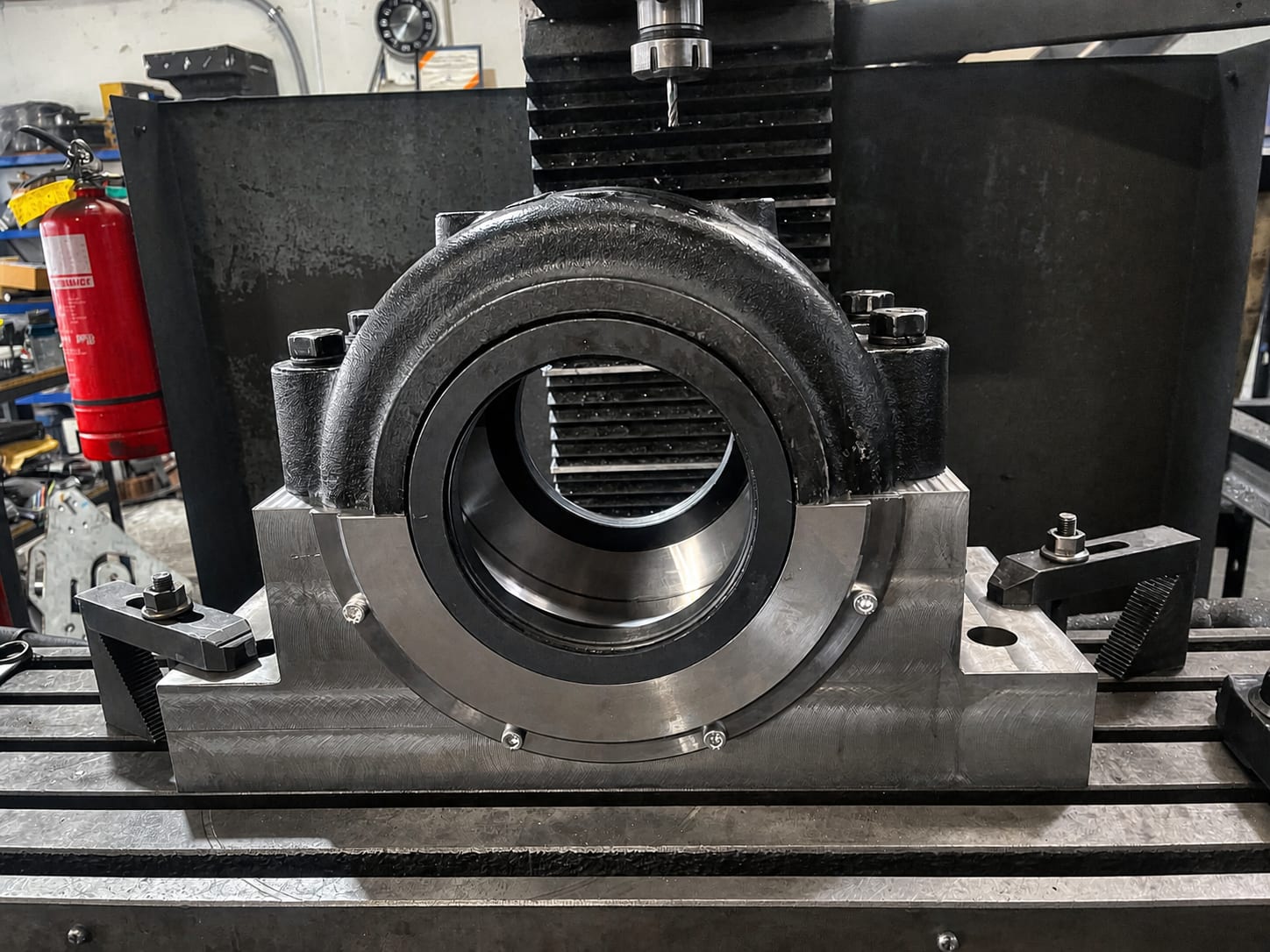 Machined bearing assembly in the Odlum Engineering workshop