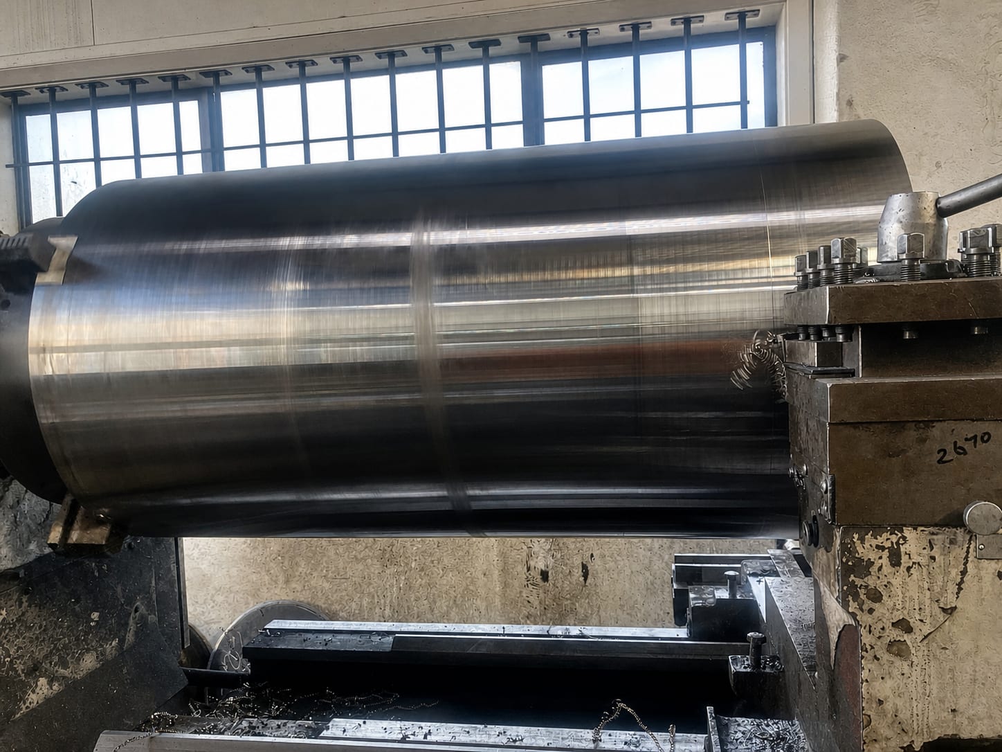 Industrial roller being manufactured in the Odlum Engineering workshop